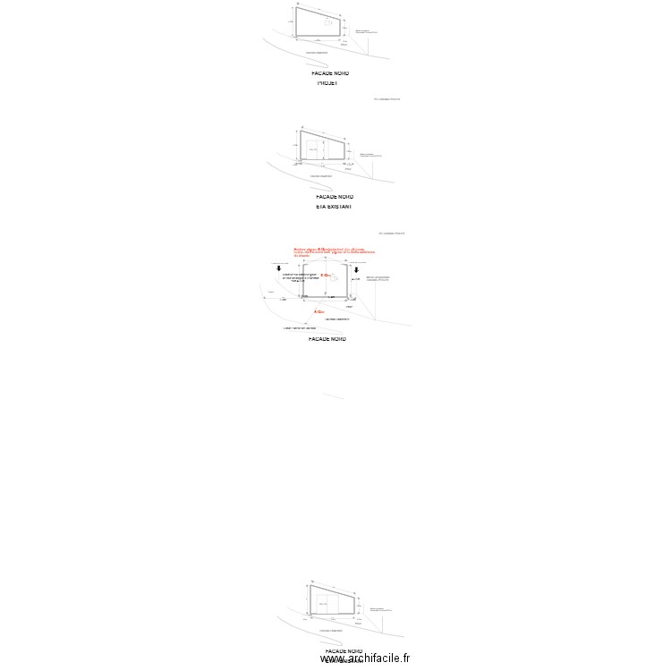 Façade nord état existant. Plan de 0 pièce et 0 m2