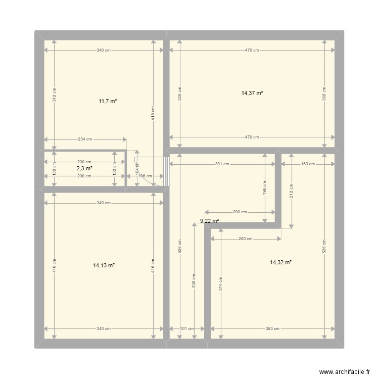 morange1. Plan de 6 pièces et 66 m2