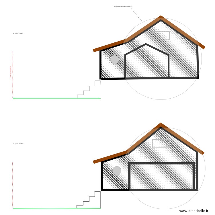 DP3 A . Plan de 2 pièces et 231 m2