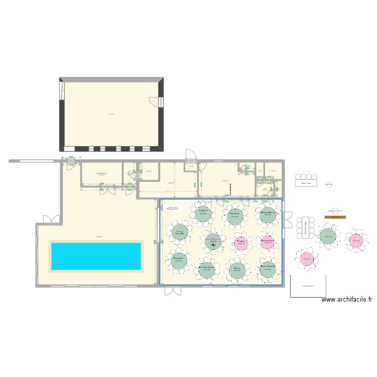 SALLE DOMAINE QUATRE PLUMES V2. Plan de 14 pièces et 423 m2