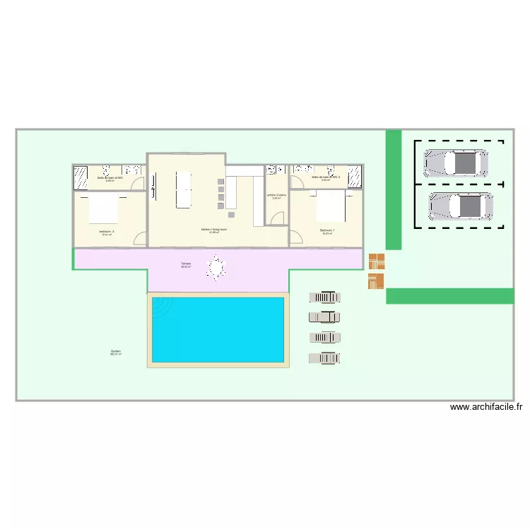 choeng mon 2 chambres jardin parking . Plan de 