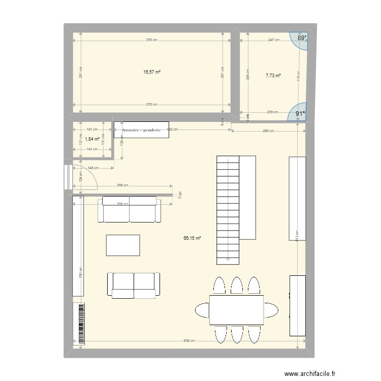 sicelle 5. Plan de 4 pièces et 92 m2