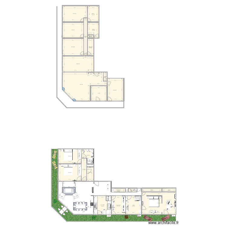 Les sables. Plan de 26 pièces et 212 m2