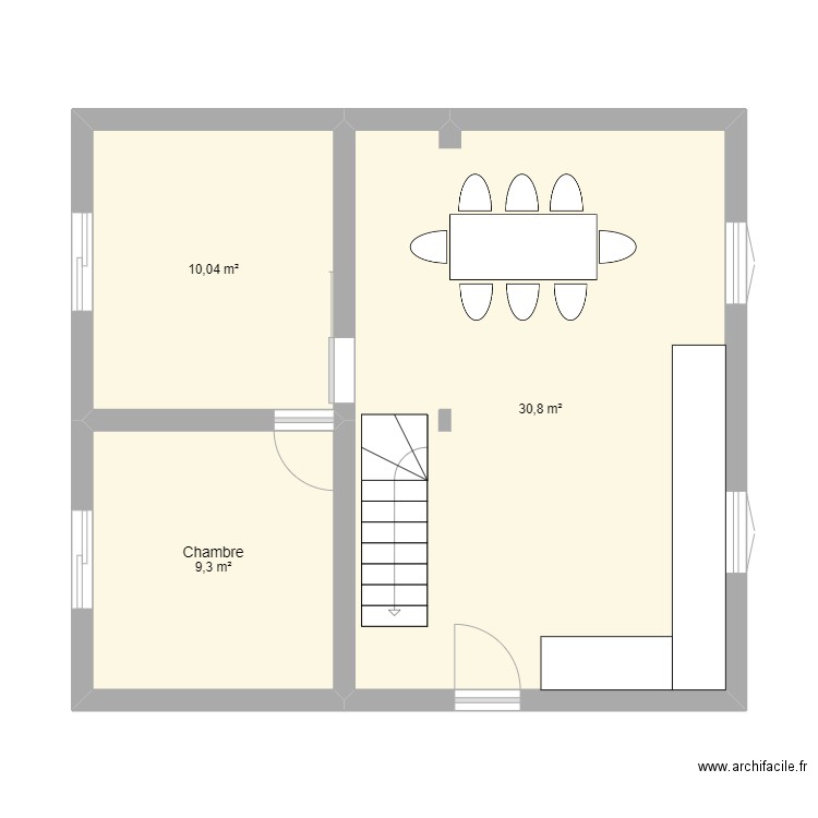 plan maison. Plan de 3 pièces et 50 m2