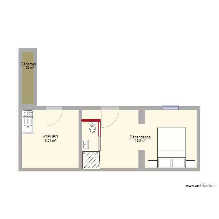 Am&eacute;nagement DEPENDANCE. Plan de 