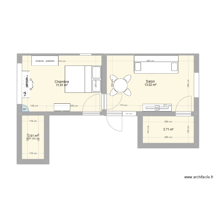 Appartement Marie. Plan de 4 pièces et 31 m2