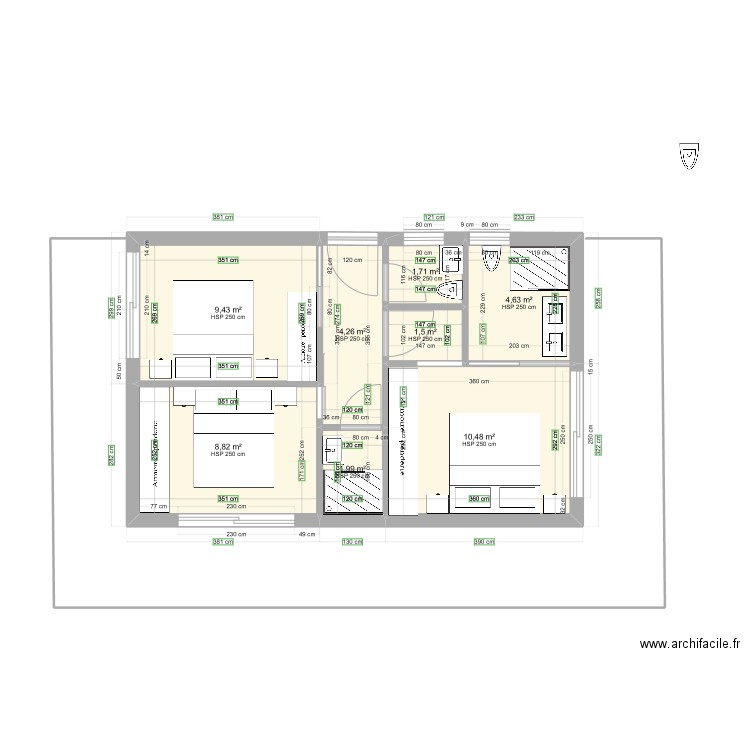 1er. Plan de 8 pièces et 43 m2