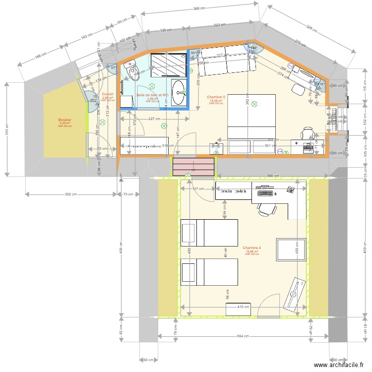 MarSylTour4étageV4Meublé. Plan de 12 pièces et 53 m2