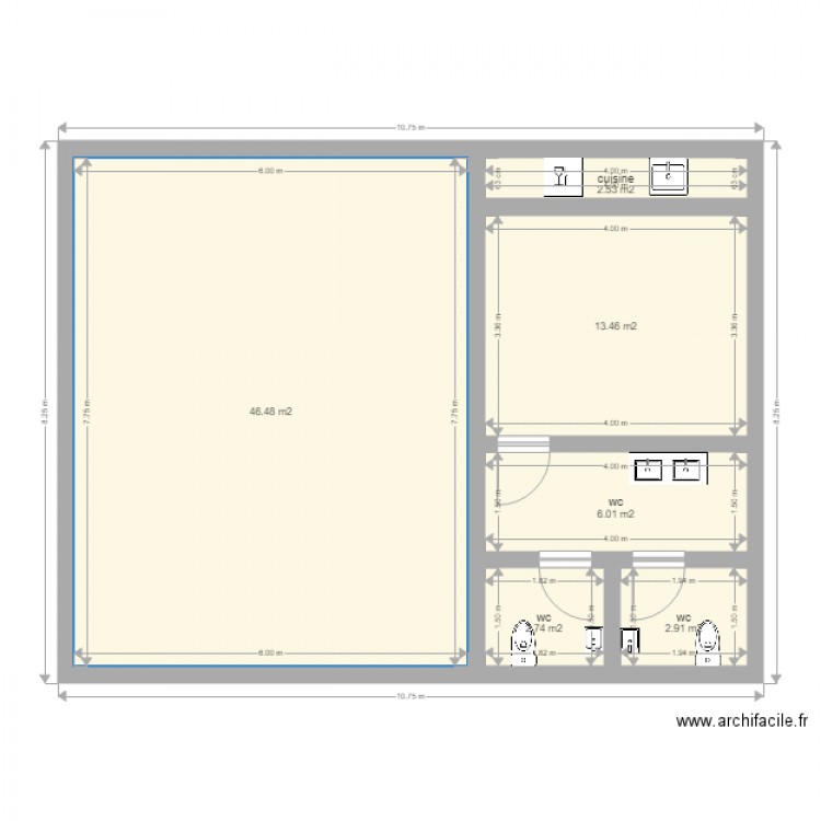 plomberie plateau. Plan de 0 pièce et 0 m2