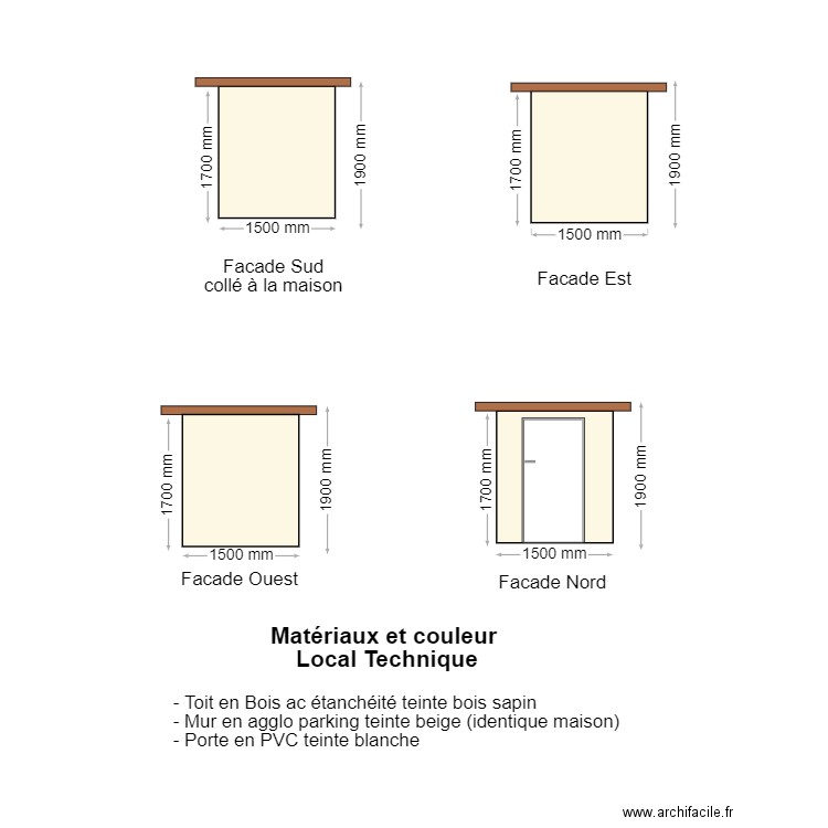 Facade Local Technique. Plan de 0 pièce et 0 m2