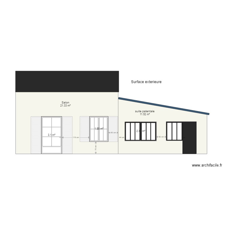 Façade. Plan de 0 pièce et 0 m2