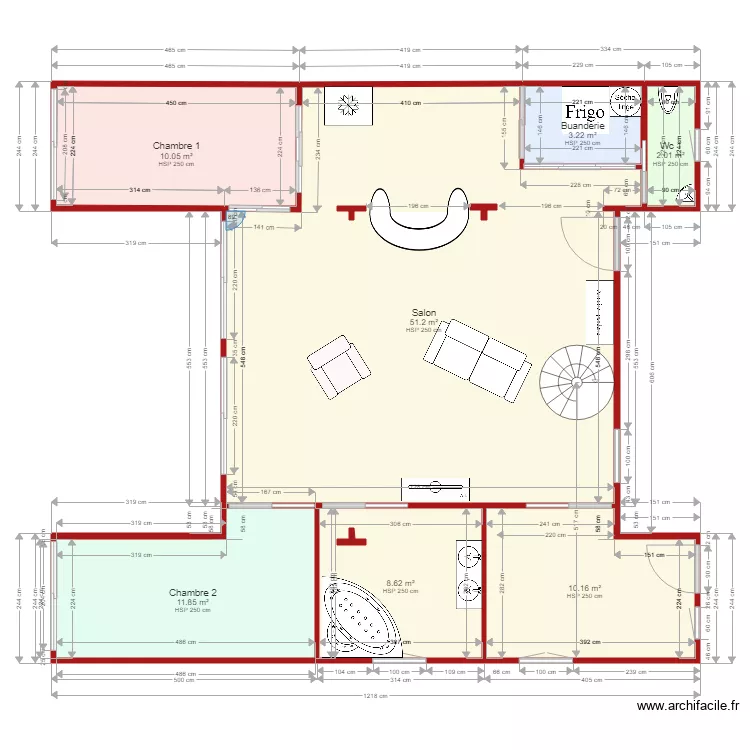 Maison Habitation ST CLAIR 3 D&eacute;finitif Meubl&eacute; 1. Plan de 