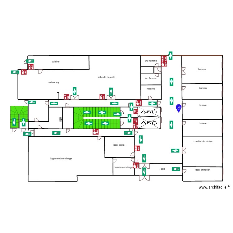 rez de chaussée bouteille 58 ascenseur. Plan de 0 pièce et 0 m2