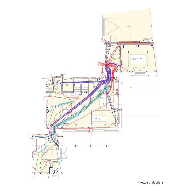 ELEC V10. Plan de 16 pièces et 208 m2