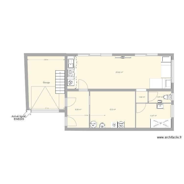 Maison Vaux sur mer SS projet 6112021. Plan de 7 pièces et 68 m2
