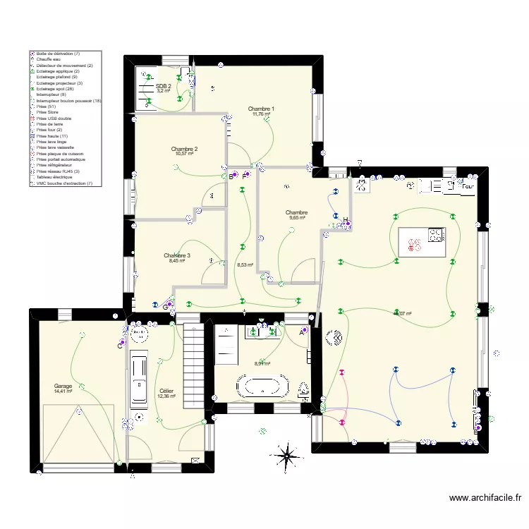 electricit&eacute;. Plan de 
