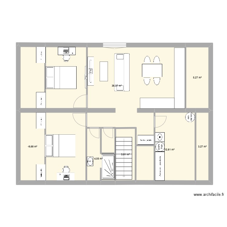 APPT 3. Plan de 7 pièces et 74 m2