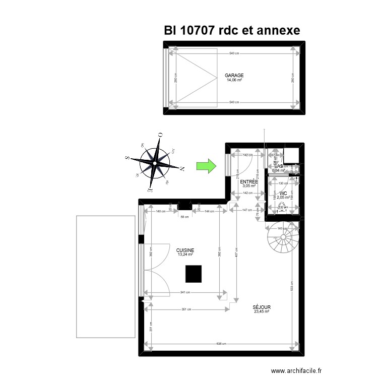 BI 10707. Plan de 17 pièces et 104 m2