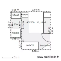chambre/SE/WC 12,1m&sup2;