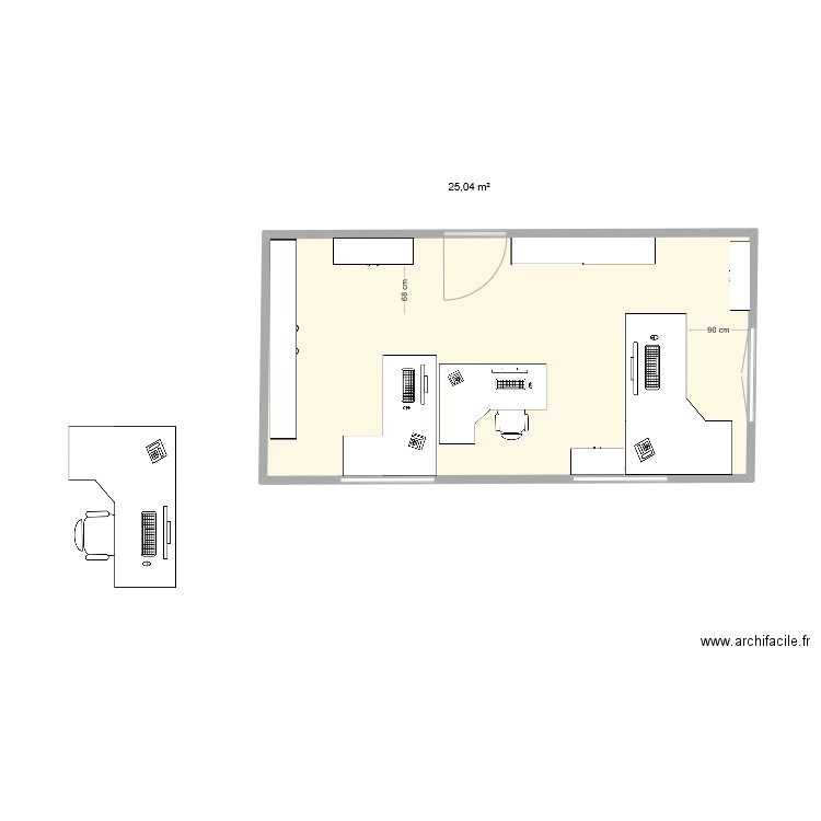 bureau CPP. Plan de 1 pièce et 25 m2