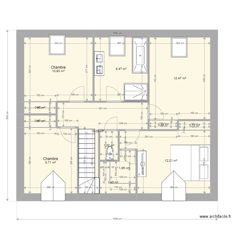 afonso anthony etage. Plan de 13 pièces et 70 m2