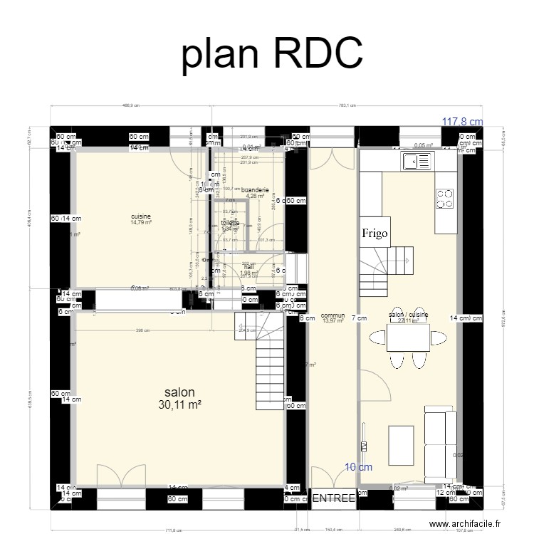 plan RDC final. Plan de 25 pièces et 94 m2