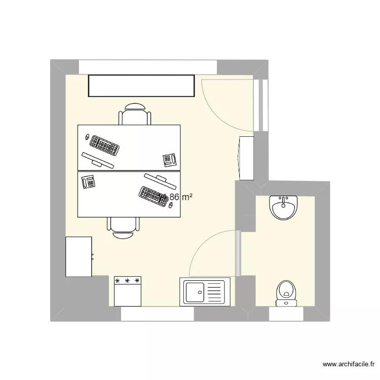 bureau buanderie. Plan de 
