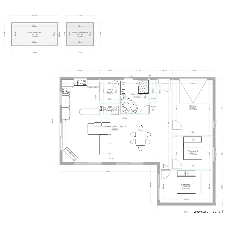 Maison Plouarzel B. Plan de 9 pièces et 118 m2