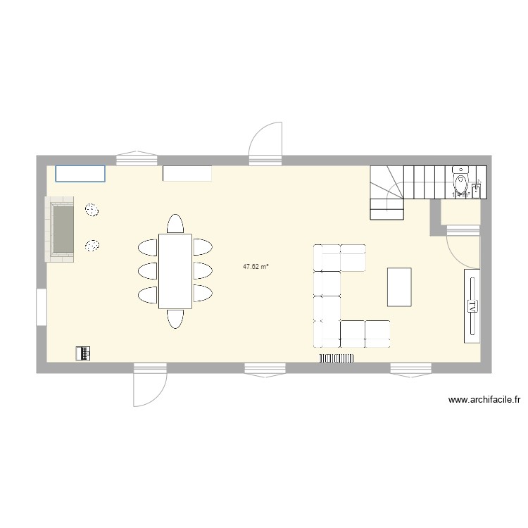 salon salle a manger - Plan dessiné par marinedamien