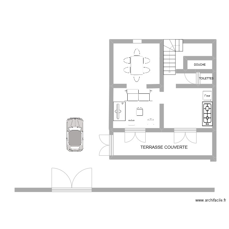 Pierre rdc. Plan de 3 pièces et 12 m2