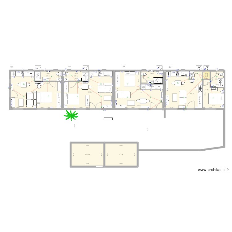 Studios Amenag 120. Plan de 11 pièces et 149 m2