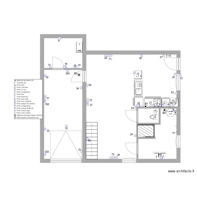 channel rdc log2 pc. Plan de 5 pièces et 69 m2