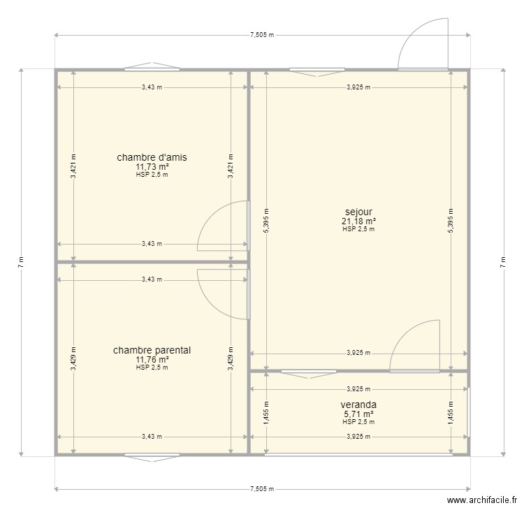 papa  edouard. Plan de 4 pièces et 50 m2