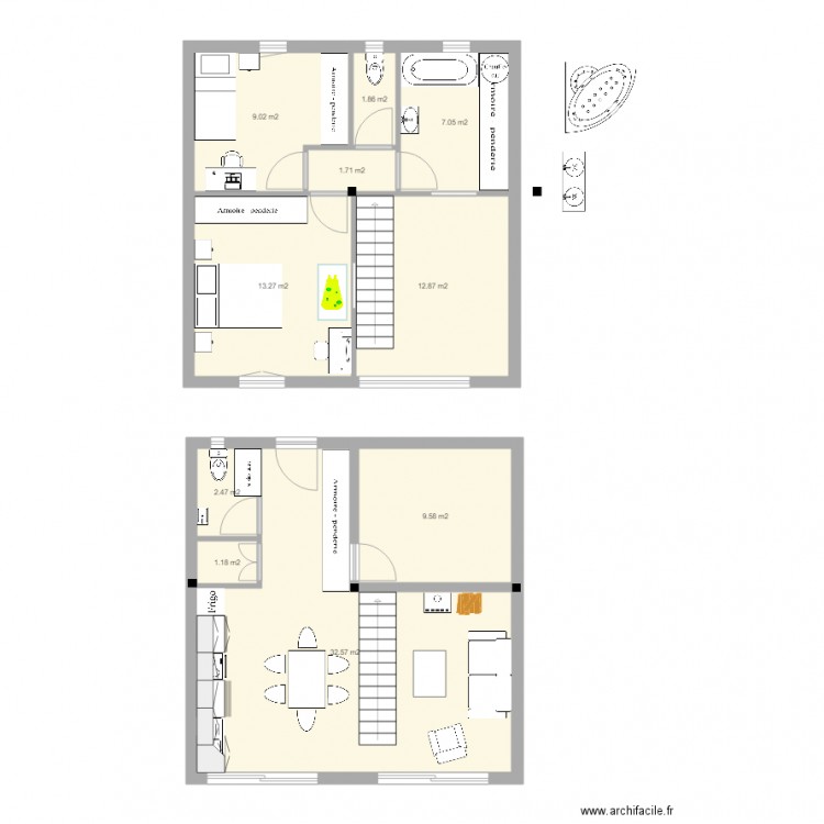 appart philippe trames 2x3m 1. Plan de 10 pièces et 92 m2