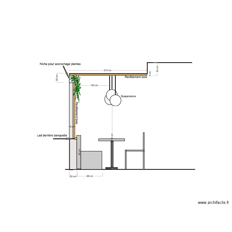 Elevation Brasserie mur en bois A. Plan de 0 pièce et 0 m2