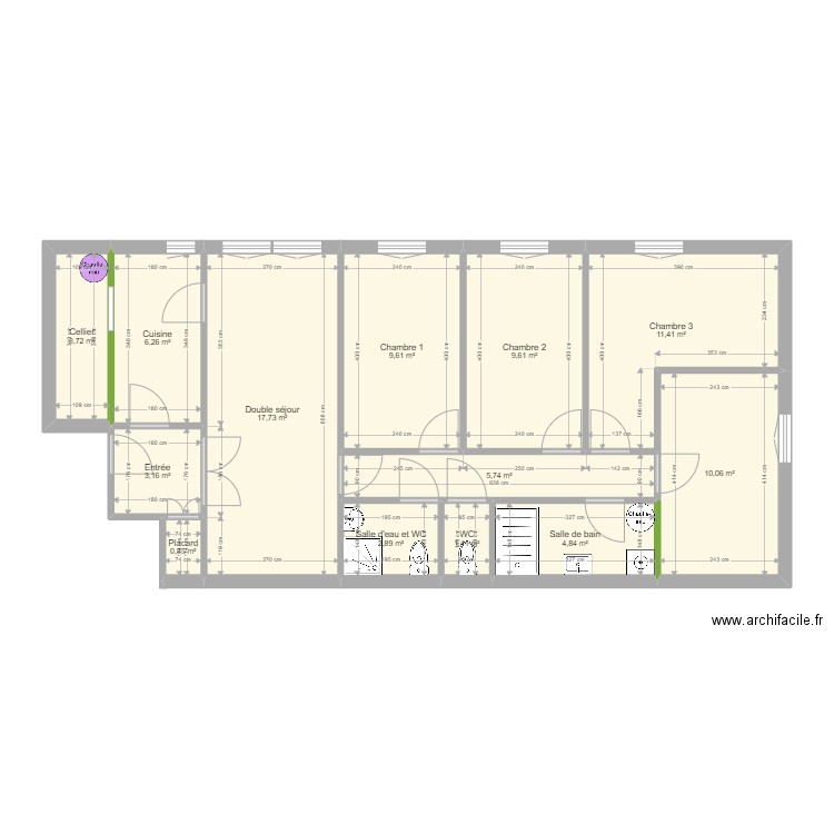 Modification Appartement Mantes la Jolie st roch. Plan de 13 pièces et 87 m2