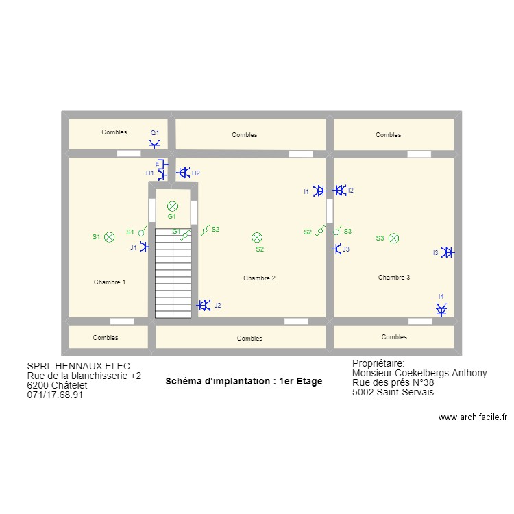 Saint servais etage. Plan de 0 pièce et 0 m2