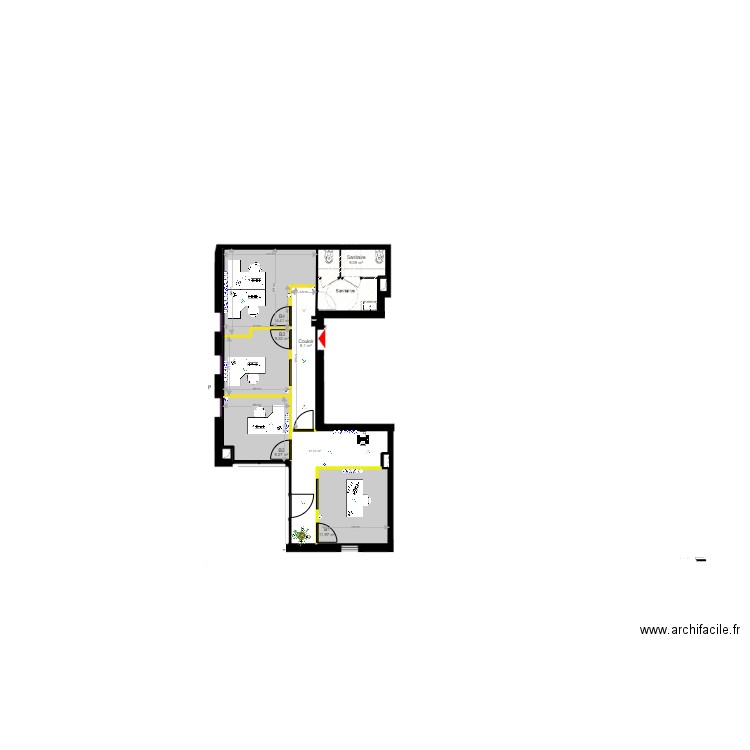 Bureau 2 National RDC. Plan de 13 pièces et 598 m2