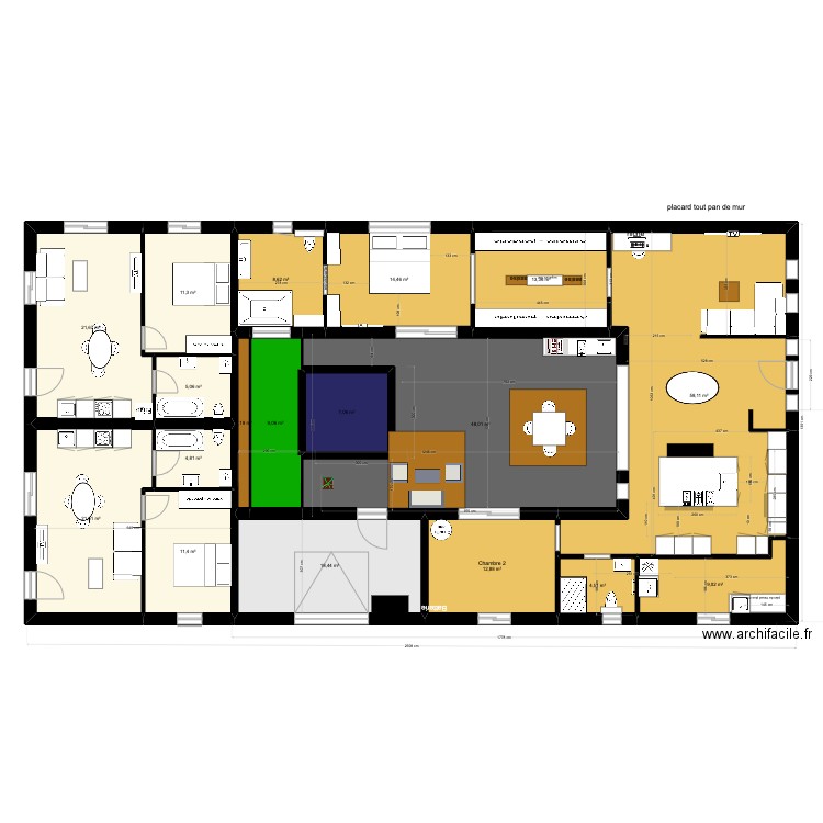 Brezins 3. Plan de 18 pièces et 281 m2