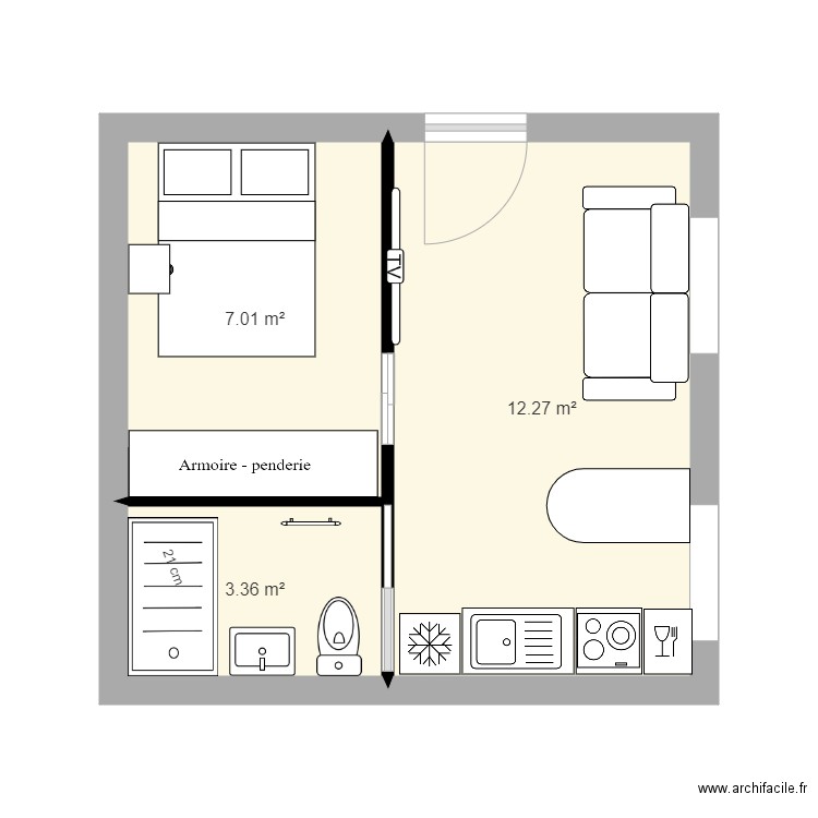 studio 1. Plan de 0 pièce et 0 m2