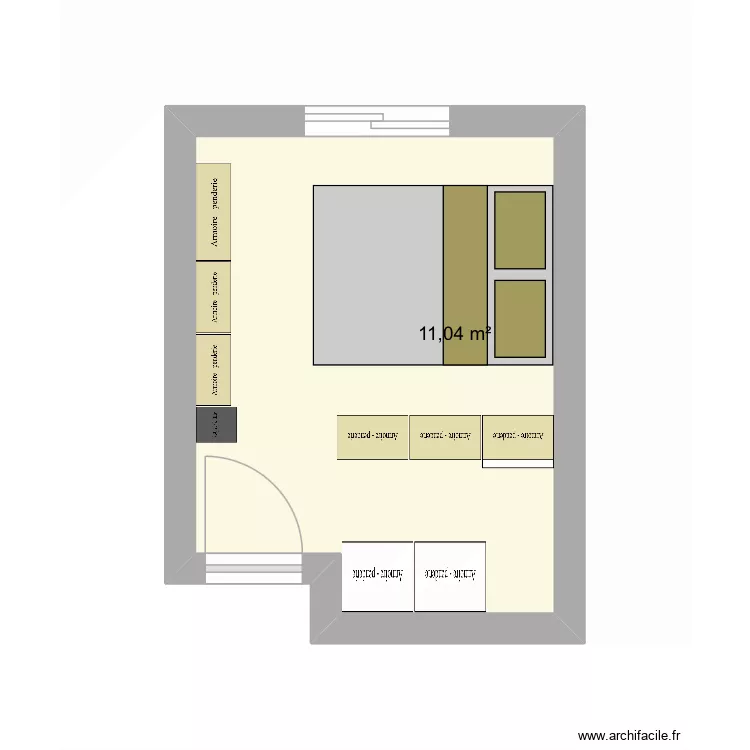 Ma chambre. Plan de 1  et 11 m²