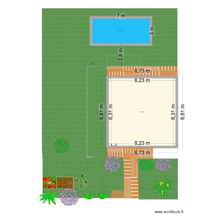 Jardin vertefeuille2. Plan de 1 pièce et 68 m2