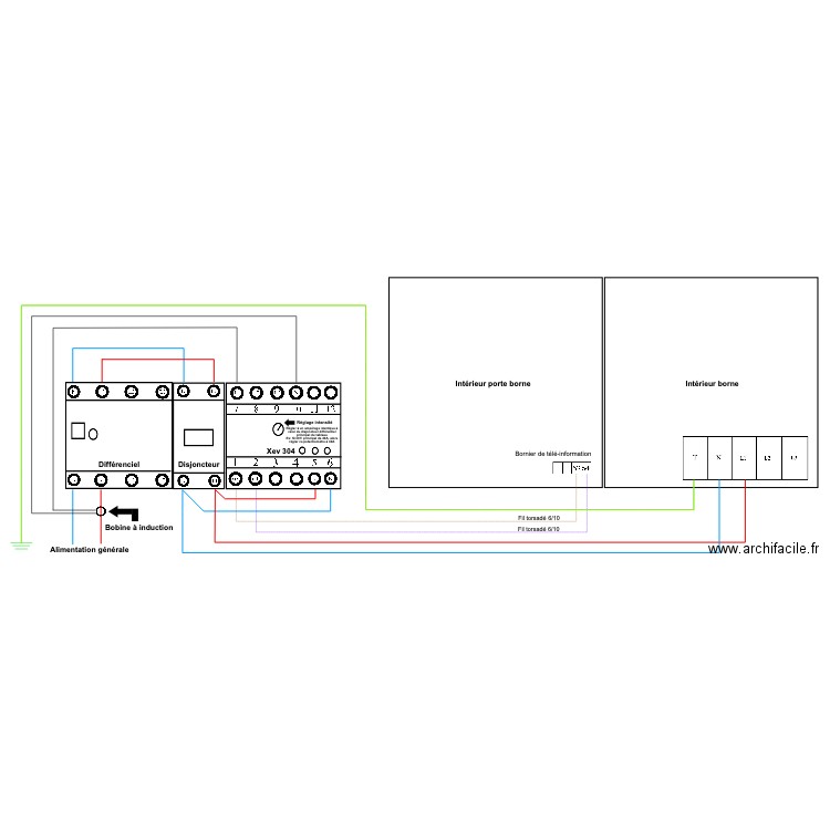 Schéma de câblage XEV101 Hager ,original. Plan de 0 pièce et 0 m2