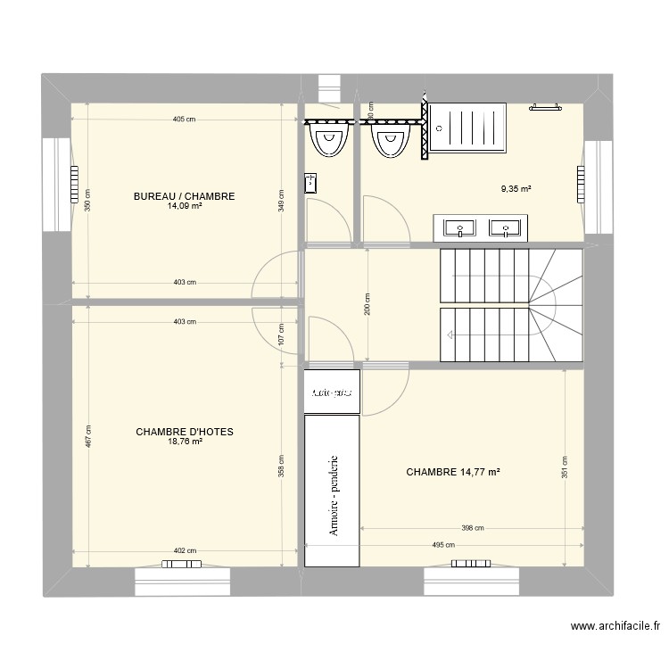 premier étage V3 sans meubles  16/03/22. Plan de 0 pièce et 0 m2