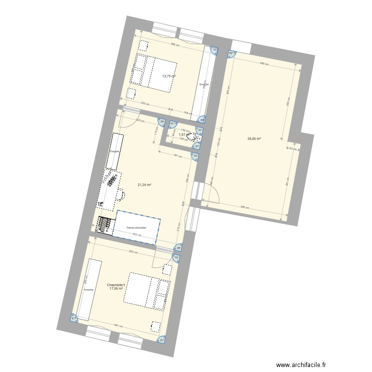 Tbb1 iso. Plan de 11 pièces et 159 m2