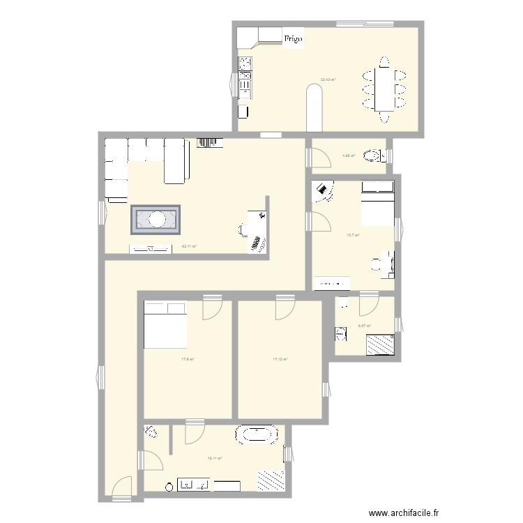 plan 1. Plan de 8 pièces et 172 m2