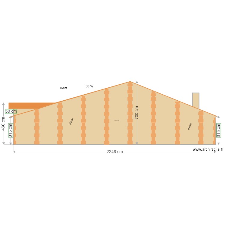 façade Ouest  avant  et après Andre . Plan de 0 pièce et 0 m2