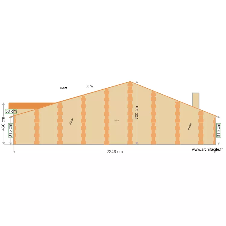 fa&ccedil;ade Ouest  avant  et apr&egrave;s Andre . Plan de 