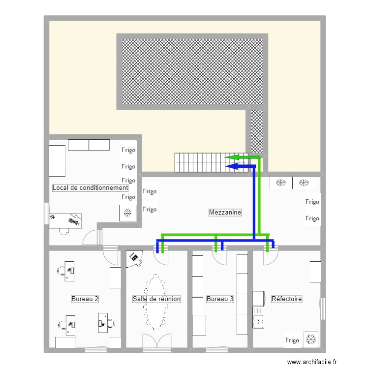 Reprobiol Ouffet niveau 1. Plan de 10 pièces et 241 m2
