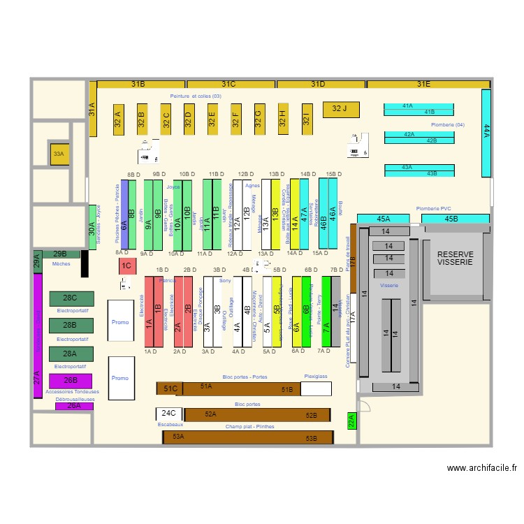 Magasin COLIN inventaire 2021. Plan de 0 pièce et 0 m2